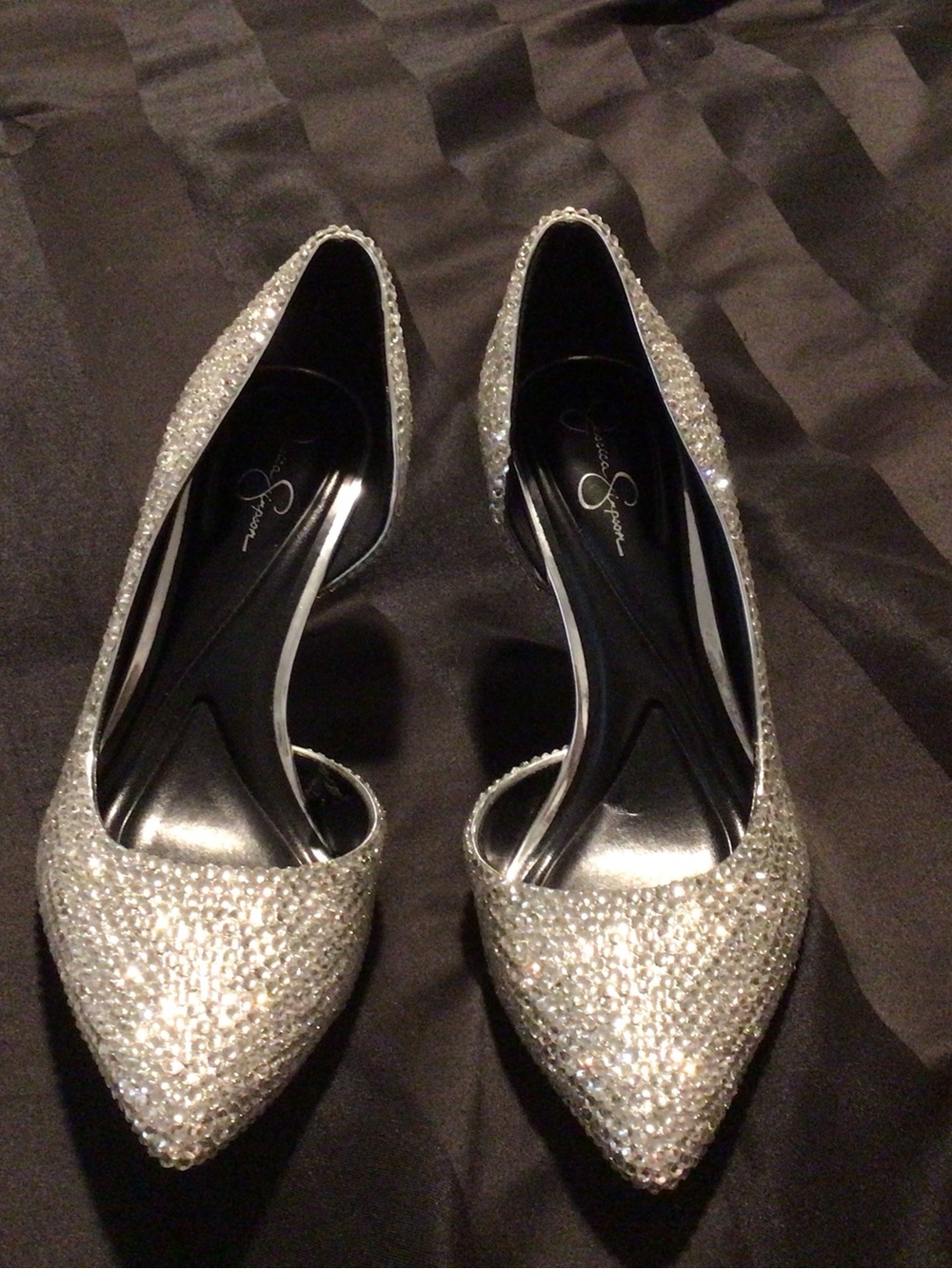 Jessica Simpson Crystal Pointed D'Orsay Heels - Silver custom made